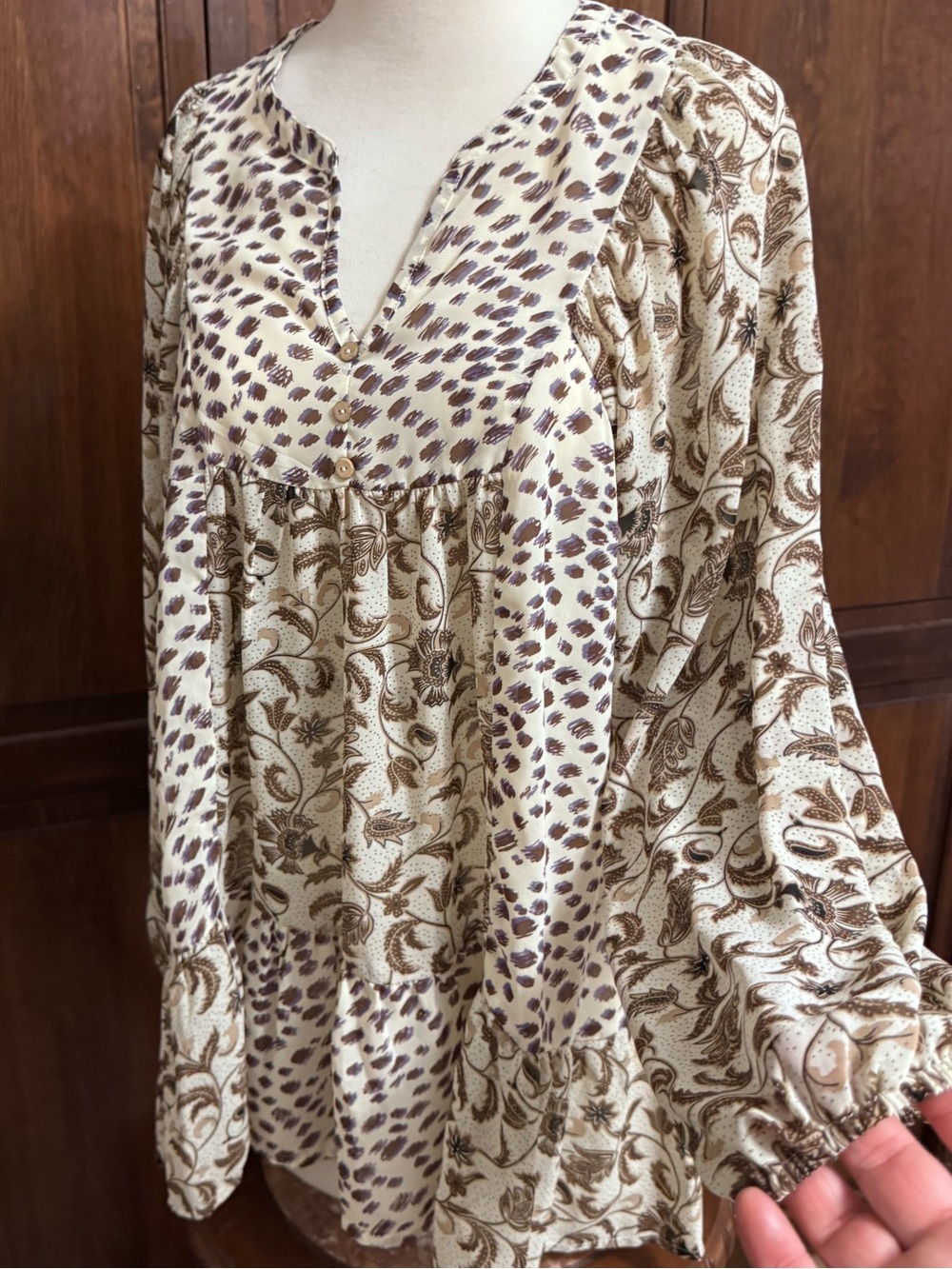 GiGiO Boho Peasant Blouse Animal Print Leopard Paisley Floral Babydoll Top S-L